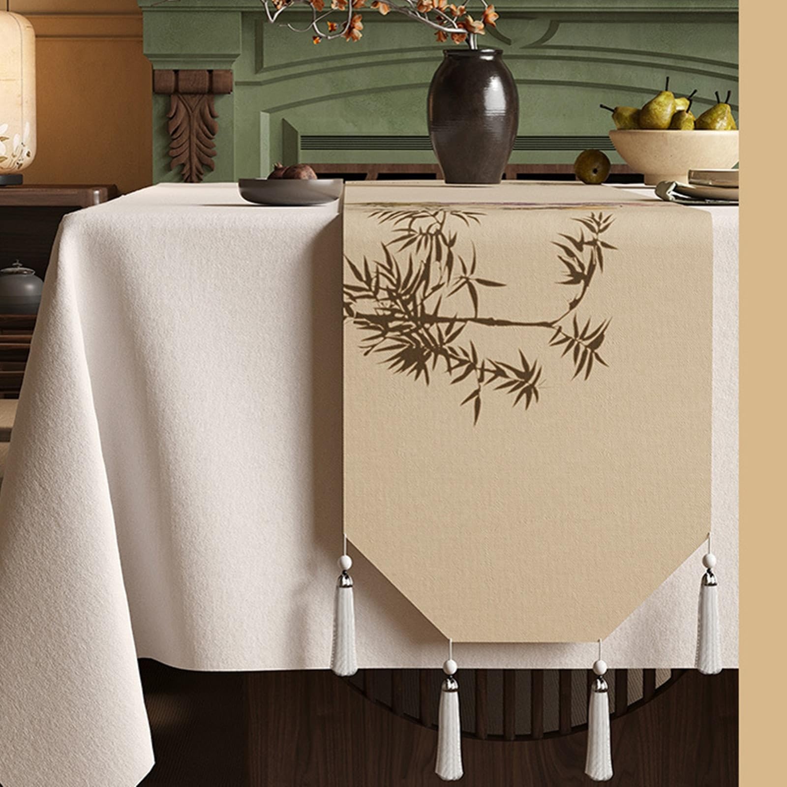 Chemin de table en polyester et lin lavable pour protéger votre table