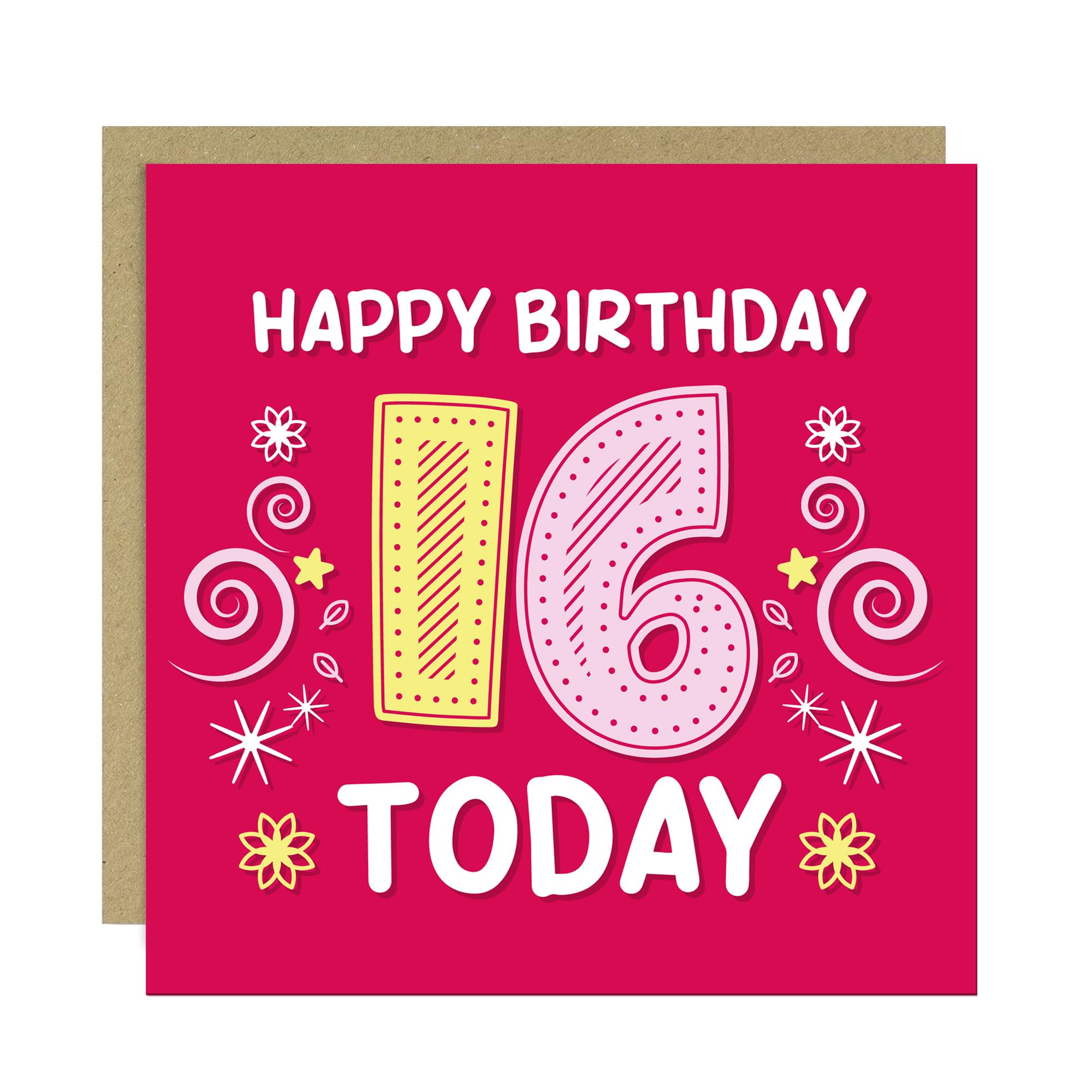 RED OCEAN Happy 16th Birthday Card For Daughter Granddaughter Niece Best Friend 16 TODAY Birthday Card With Kraft Envelope Pink 16th Birthday Card Girl 16th Birthday Card For Her