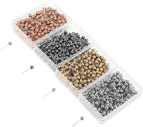 800 unidades de cuatro colores redondos de perlas, alfileres de costura para costura, pasadores de cabeza redonda, herramienta de marcado fijo,