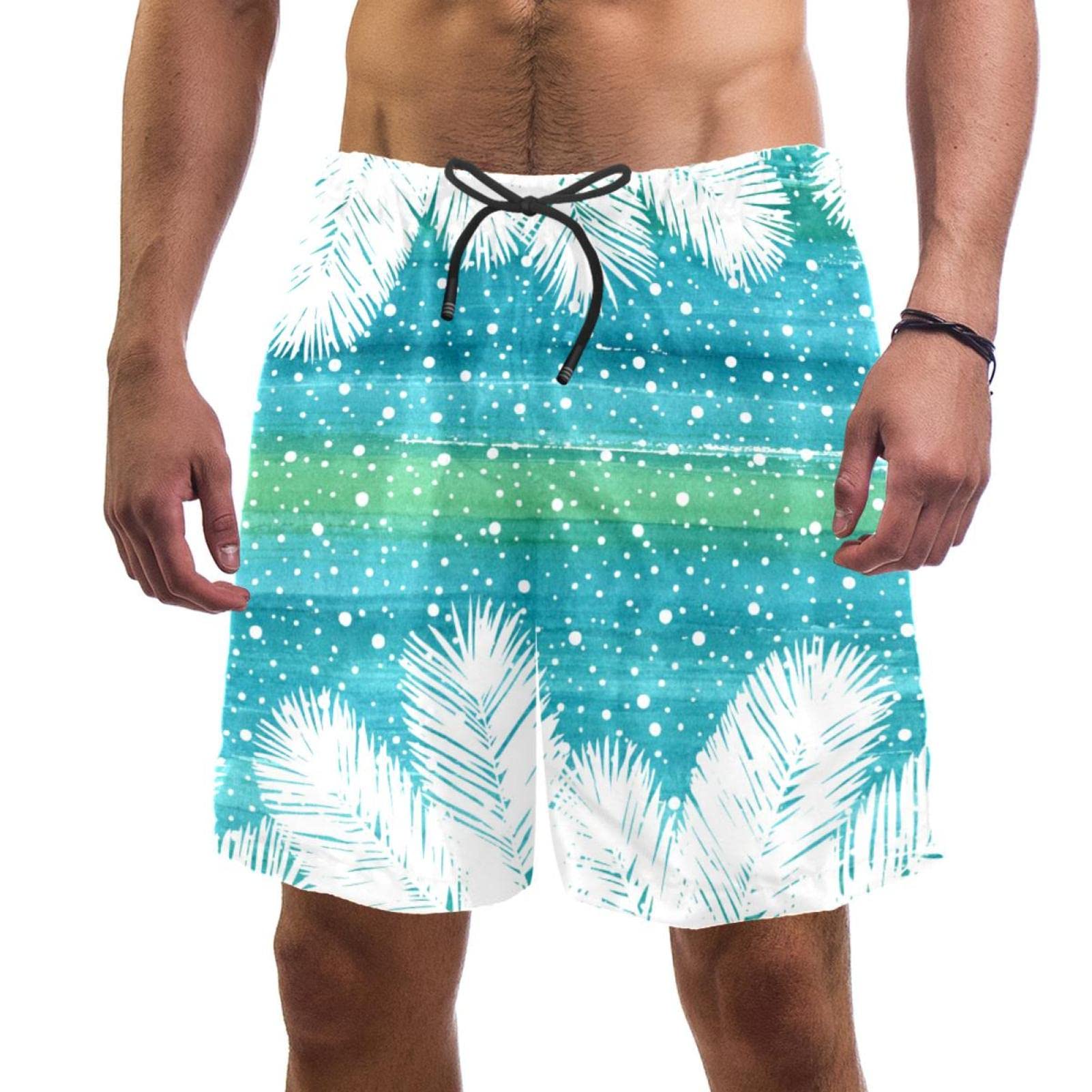 Maillots de bain hommes à motif de points de neige de Noël JDEZ pour la plage - 6