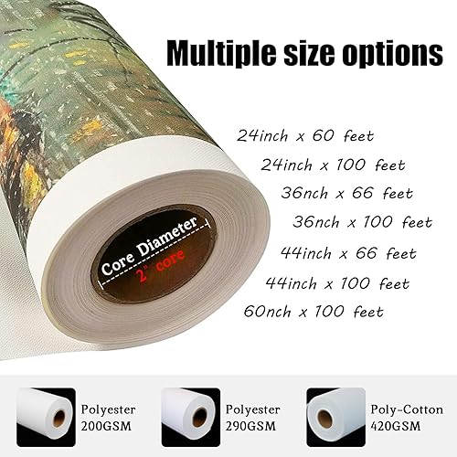 Miniatura 2 de Canvas Roll for Wide Format Inkjet Printer, Polyester Paper Roll for Epson Canon HP Plotter 290gsm, 36" x 100' (90cm x 30m)