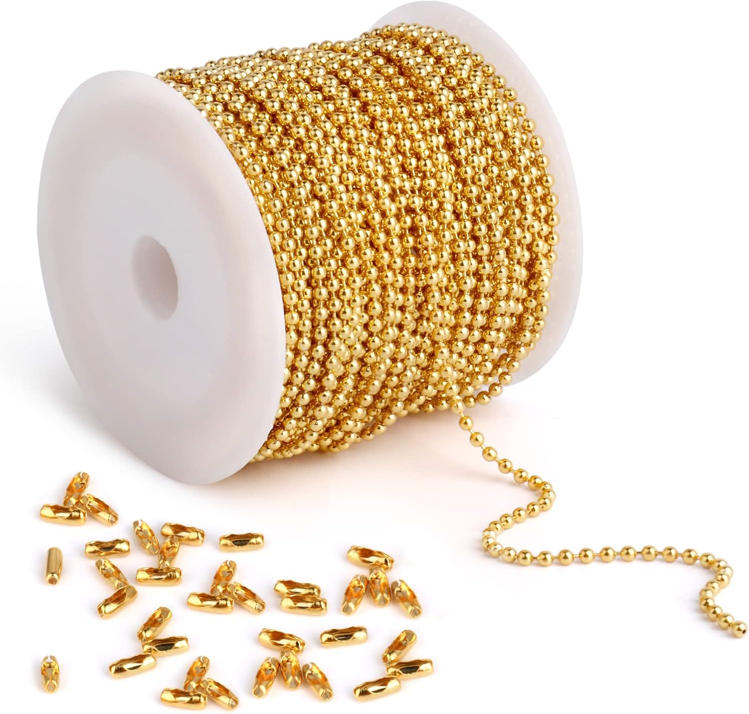 Gold Ball Bead Chain [1.5mm/50Feet] 18K Gold Plated Stainless Steel