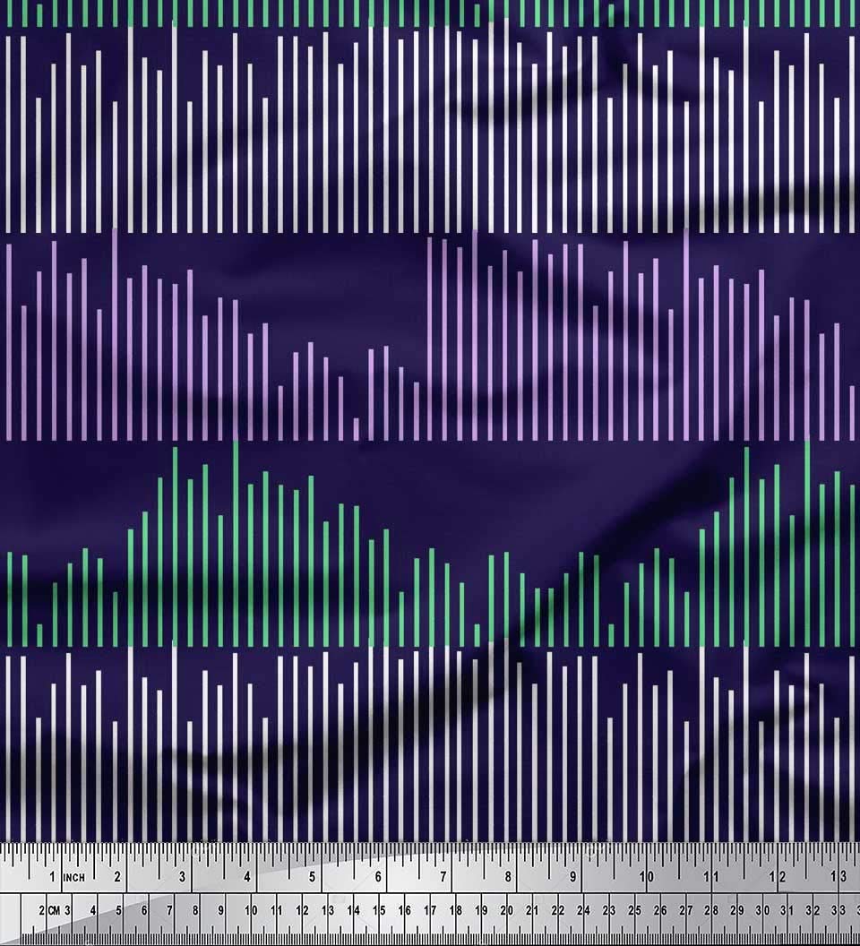 Soimoi Purple Cotton Poplin Fabric Musical Sound Wave Lines Shirting Printed Craft Fabric by the Yard 42 Inch Wide