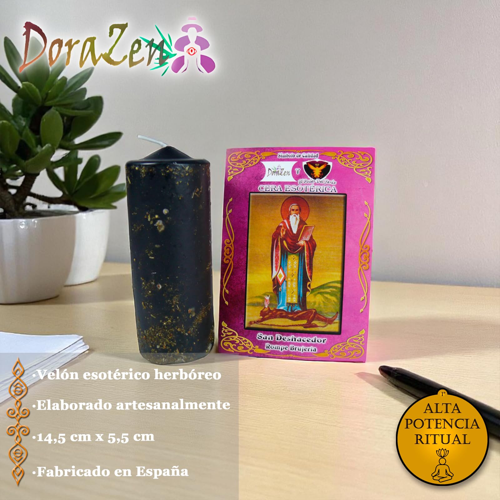 DORAZEN Velón Herbóreo San Deshacedor - Ritual para Romper brujerías y Eliminar energías negativas - Las Velas de Mariano