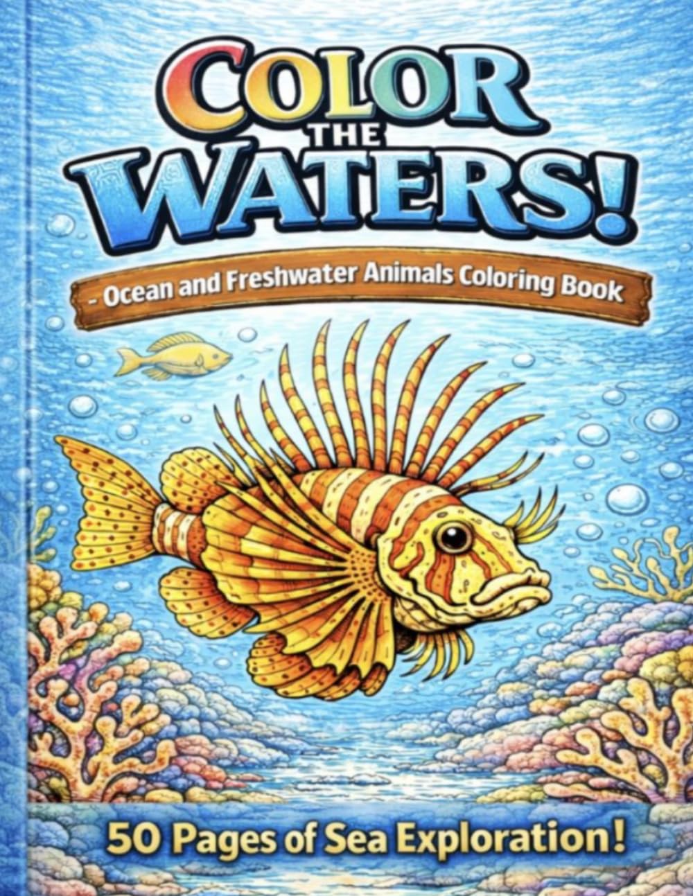 Color The Waters! - Ocean and Freshwater Coloring book: 50 detailed coloring pages of Sea creatures!