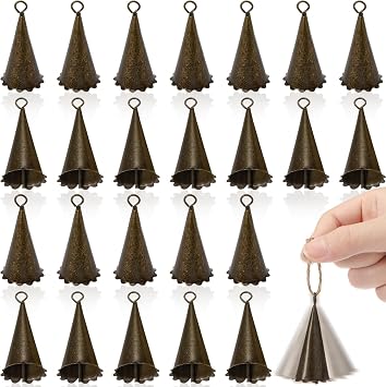 Marsui 20 Pcs Witch Bells for Craft Mini Bells with Floral Border, Bronze