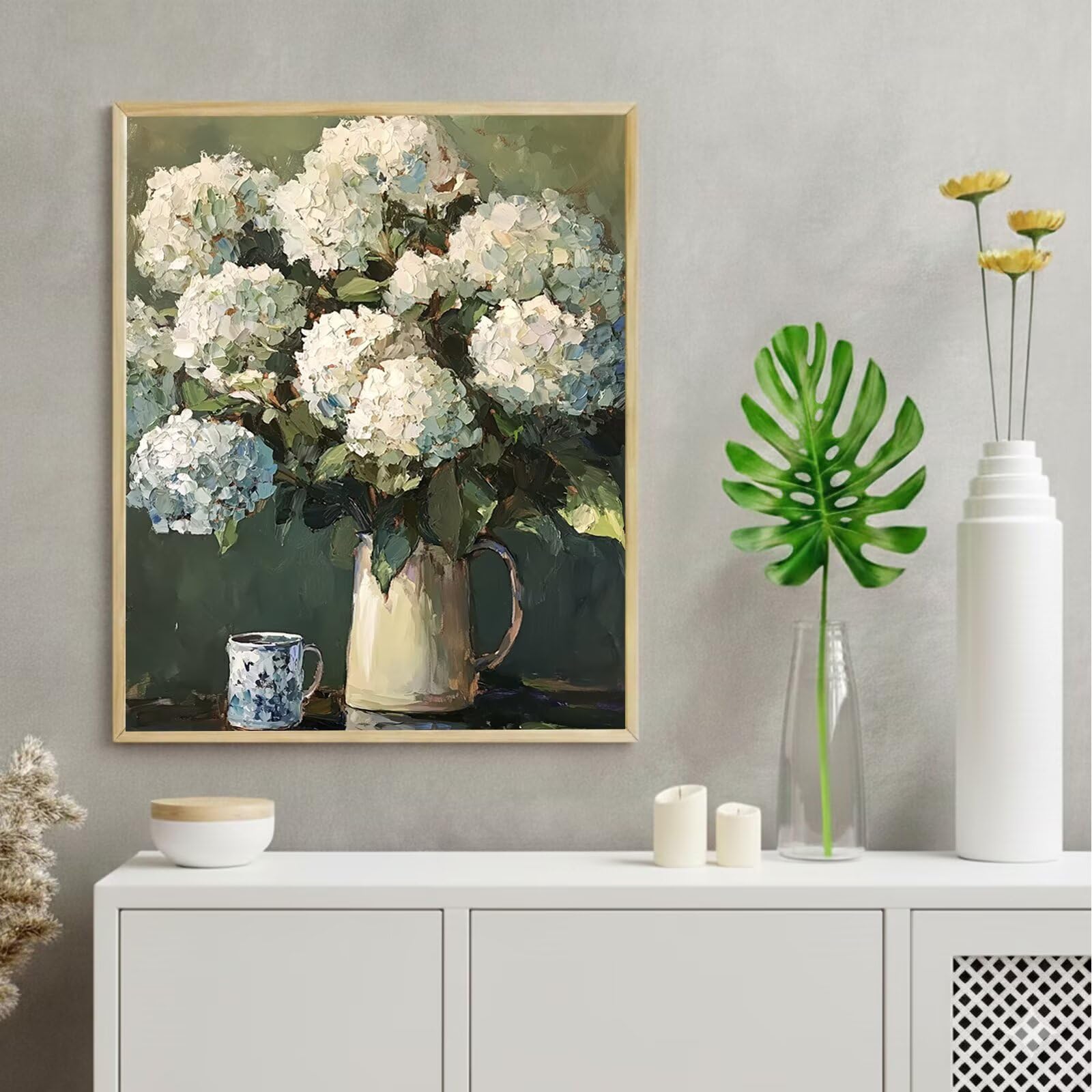 Dipingere con i Numeri Adulti Retrò, Kit di Pittura a Olio su Tela DIY con Pennelli Pittura a Pigmento Acrilico, Paint by Numbers Fiore Disegno, Decora la Casa Regalo 80x120 cm (Senza Cornice)-#419k