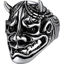 U7 Skull Ring, Skeleton Ring, Biker Ring for Cocktail Party, Gothic Fashion Rings with Skull, Size 7-14,Stainless/Black/Gold Color