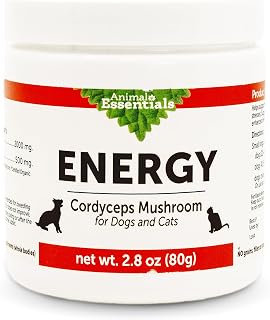 Energy Cordyceps Mushroom Supplement for Dogs & Cats - Support Stamina & Endurance, Healthy Respiratory & Kidney Functions, Antioxidant, Mushroom Powder Extract - 2.8 Oz (Pack of 1)