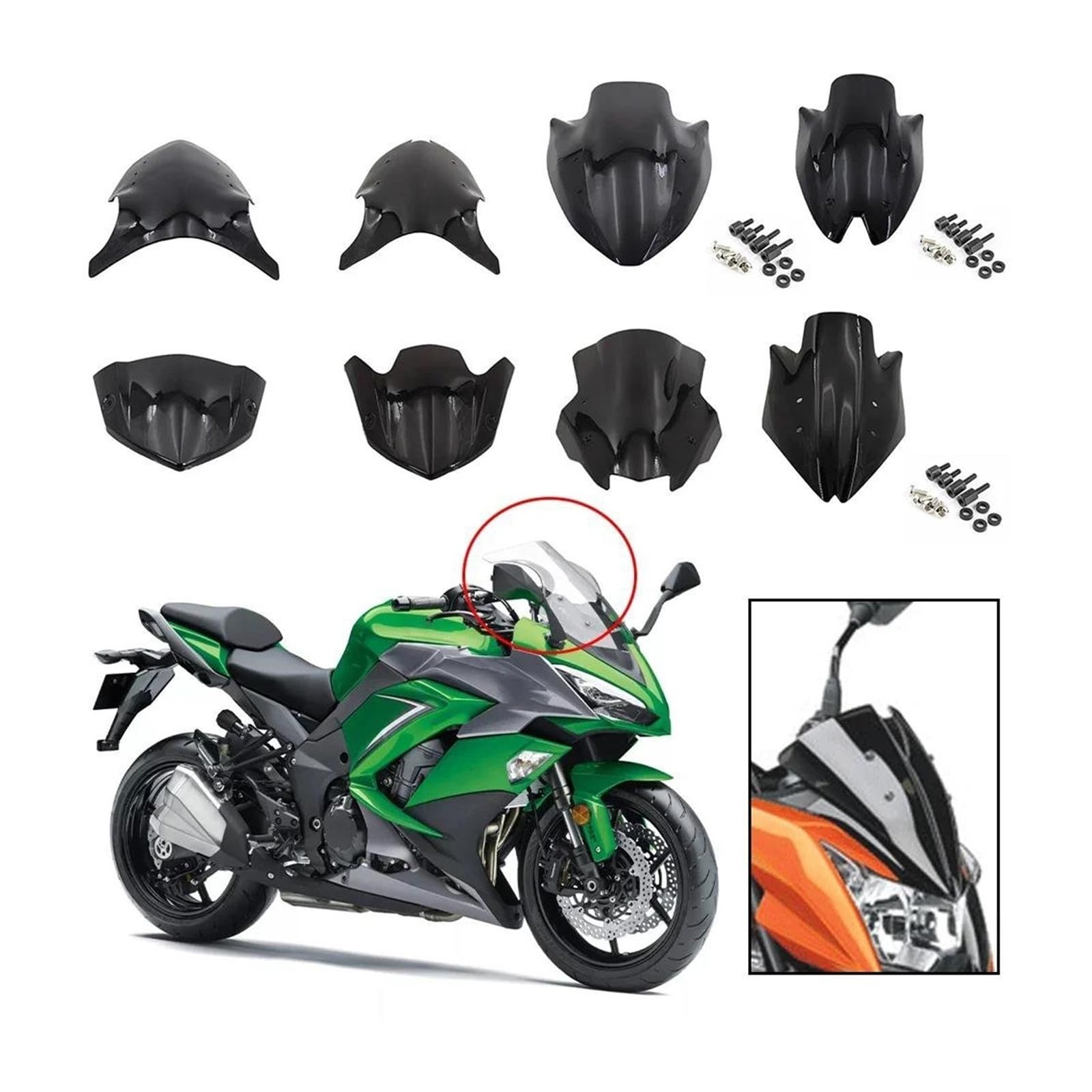 Pasuje Do Ninja 1000SX Ninja1000SX 1000 SX Ninja1000 2020-2023 Deflektor Przedniej Szyby Tarcza Przepływ Powietrza Wiatr Osłona przeciwsłoneczna Deflektor