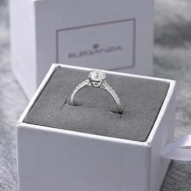 CZ Engagement Rings for Women, Round Solitaire Vintage Wedding Rings for Women, Bridal Sets US Size 5-9 Halo Promise Rings for Her
