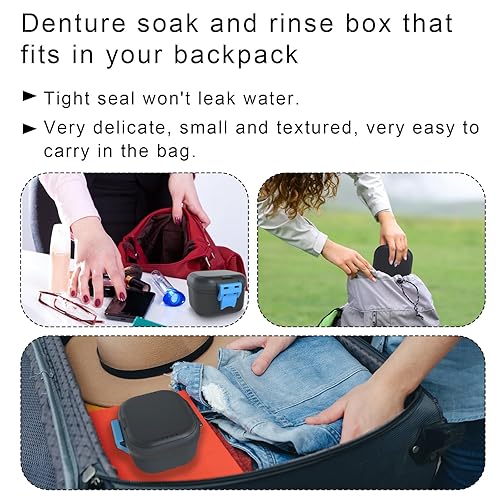 Miniatura 6 de BVN Vaso de prótesis a prueba de fugas, almacenamiento de transporte mejorado, caja de baño de dentadura con filtro, taza de dentadura para remojar