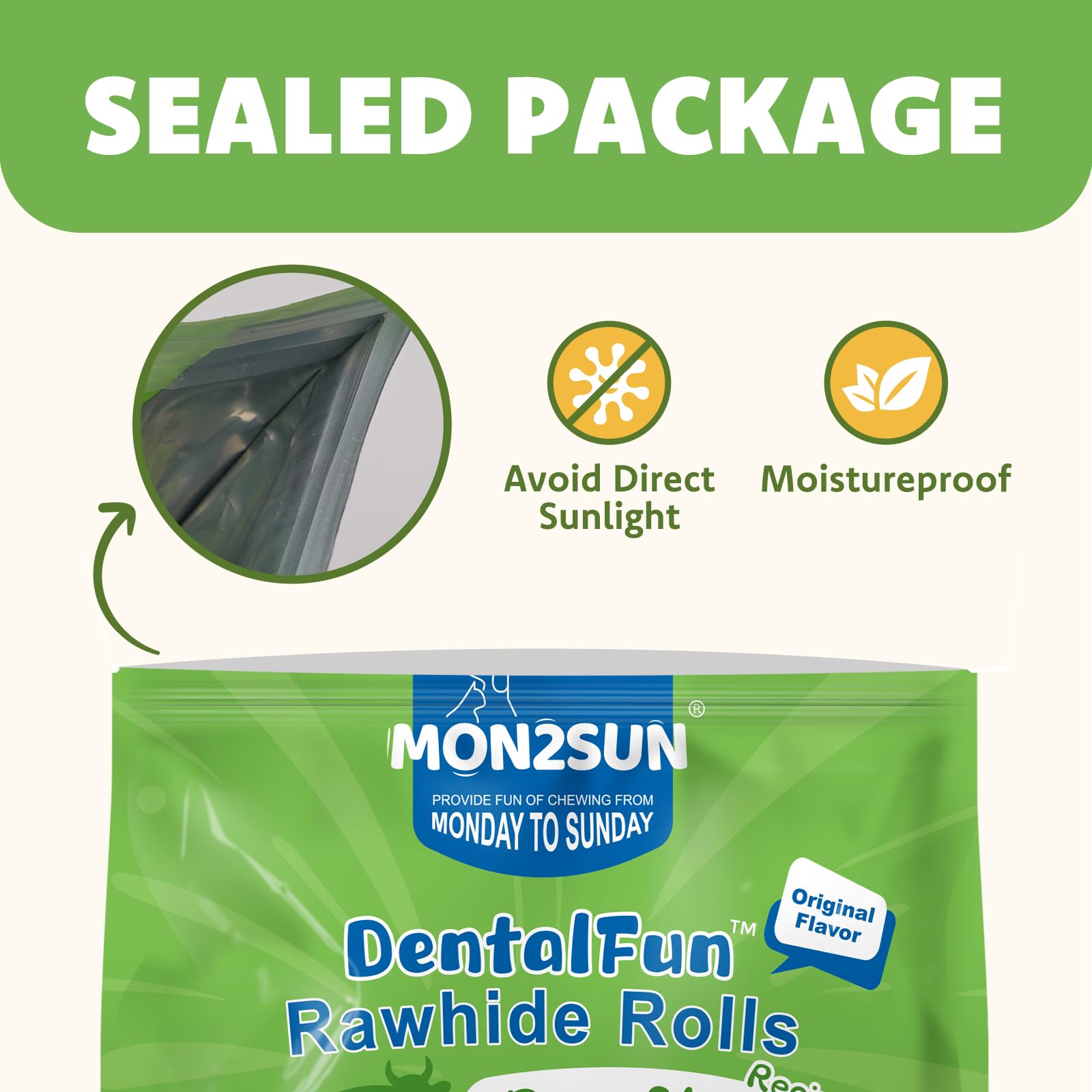 MON2SUN Perro Rawhide Rolls Natural Skinny Retriever Rolls 6.5 pulgadas para cachorros y perros pequeños