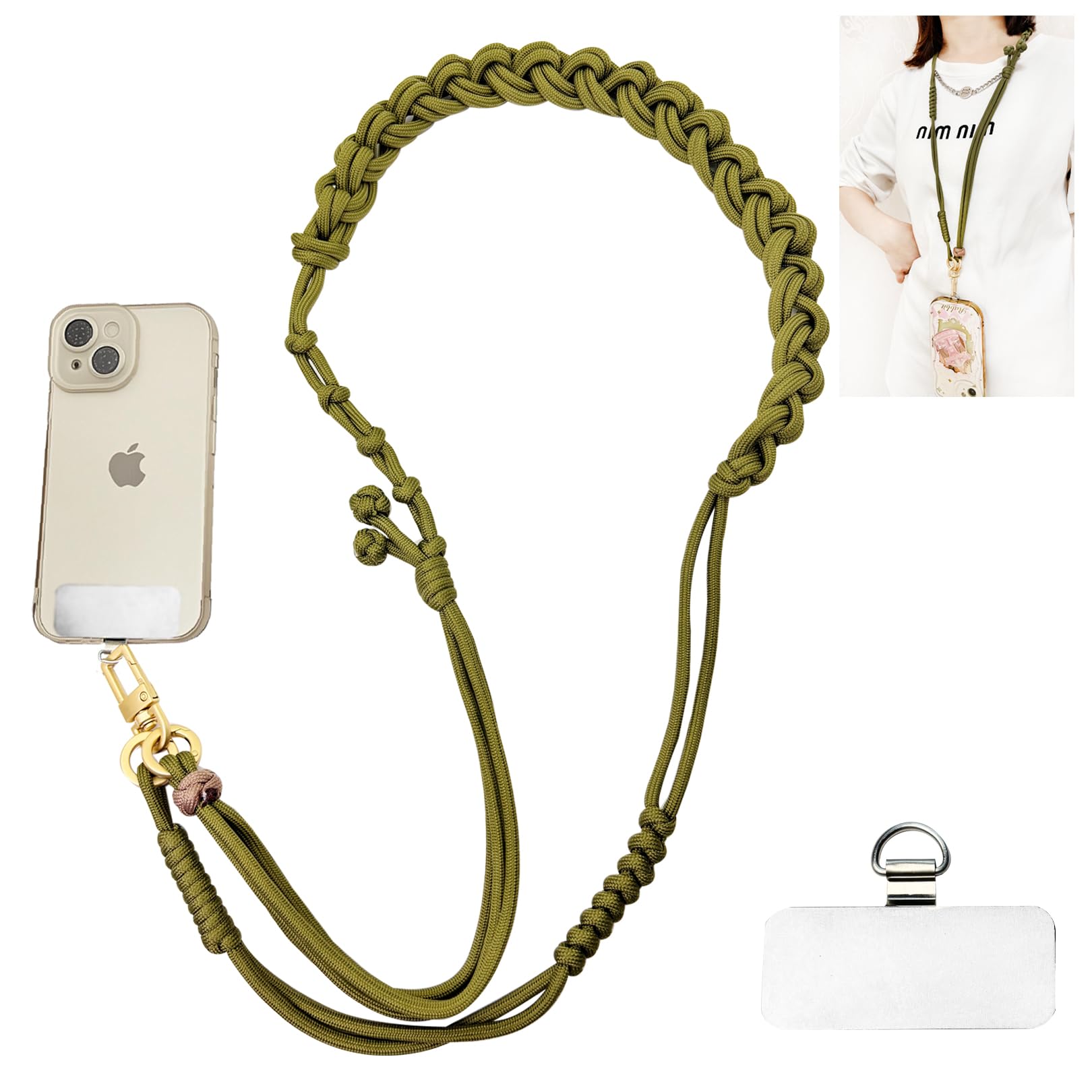 DAOSUN Phone Lanyard Cell Phone Strap Crossbody, Anti Theft Phone Cross Body Strap with Stainless Steel Phone Tether Tab