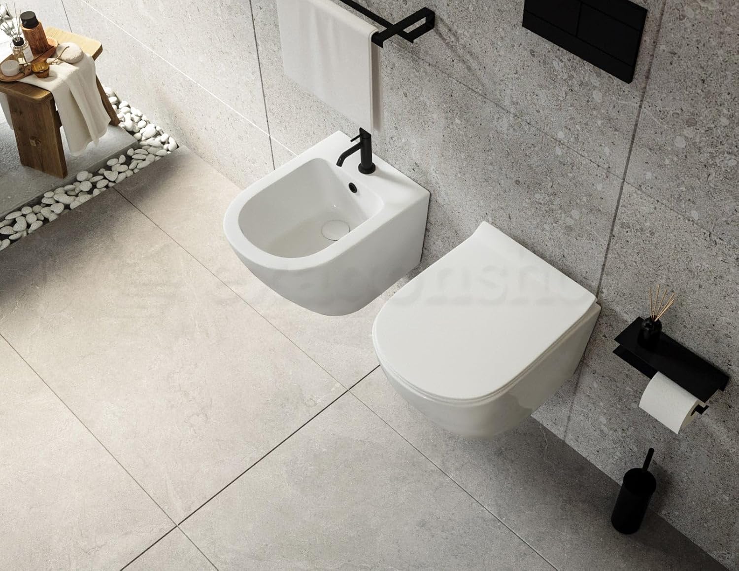 Zeta Line Small White Ceramic Rimless Suspended Sanitary ware