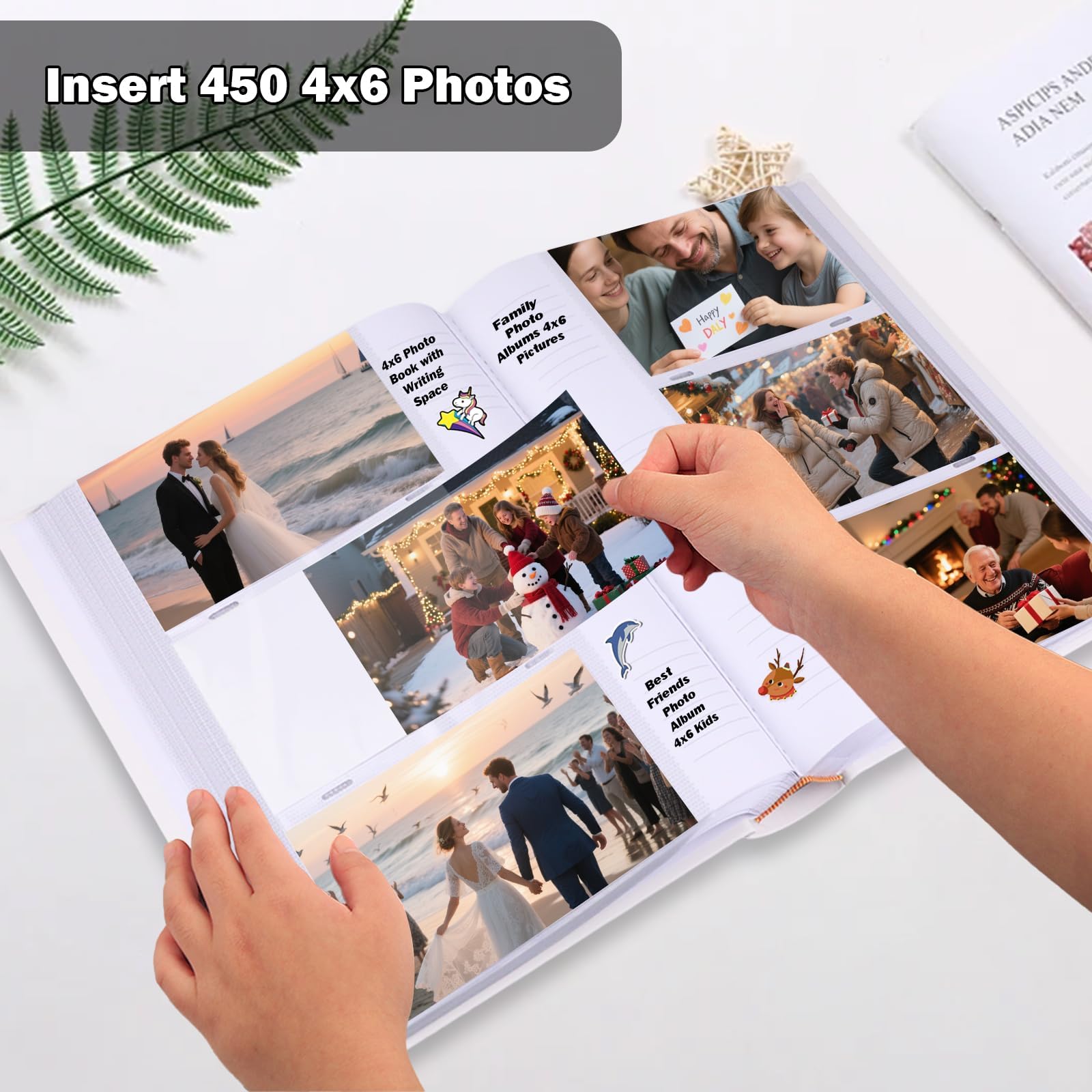 Album fotografico 4 x 6 450 foto con spazio per scrivere, copertina in pelle PU con finestra frontale, album fotografico 10 x 15 cm, per matrimoni, bambini, viaggi, famiglia, vacanze, coppia (marrone)
