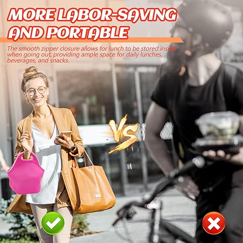 Miniatura 6 de Sanwuta 6 bolsas térmicas para el almuerzo, reutilizables y plegables, de neopreno, aisladas, con cremallera, para mujeres y hombres, bolsa de