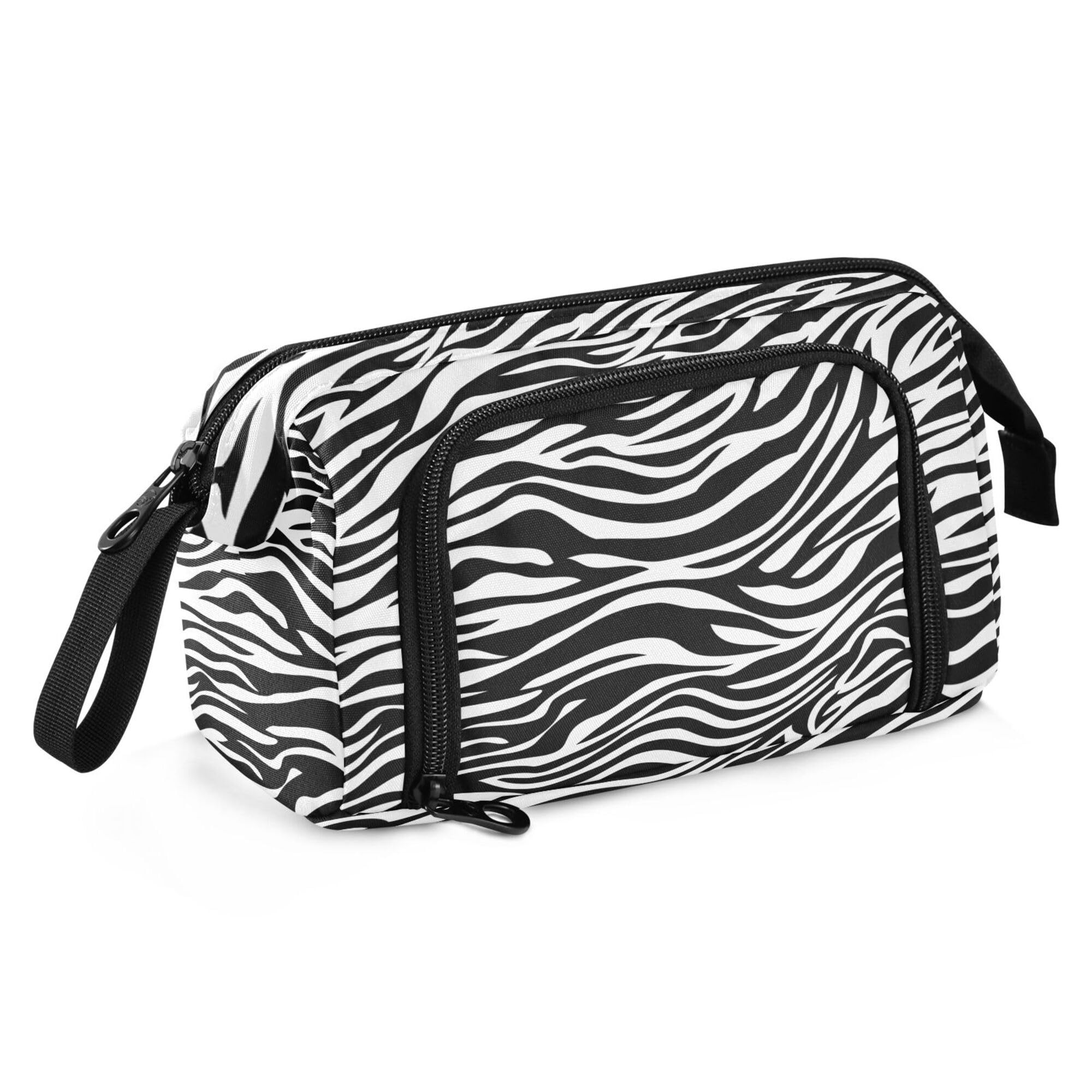 Fisyme Zebra Print Pencil Case Large Capacity Pencil Pouch Pen Bags Box Big Makeup Pencil Case Organizer