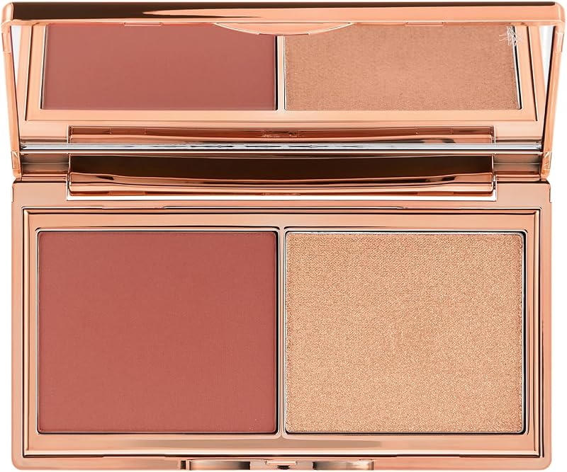 Mini paleta Hollywood Blush & Glow Glide, rubor en polvo e iluminador compacto, dúo de maquillaje facial, paleta de maquillaje tamaño viaje