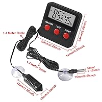 Vista 6 de Termómetro de reptiles y medidor de humedad con sondas y ventosa Termómetro de terrario de reptiles higrómetro Pantalla digital Termómetro