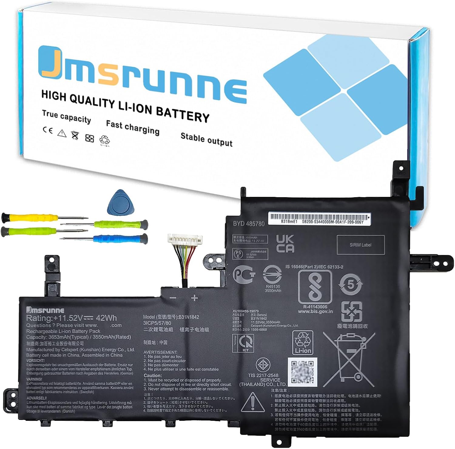 42Wh B31N1842 Laptop Battery Compatible with Asus VivoBook S15 S531FA S531FL K531FA X531FA-2S S531FA-BQ028T Series Notebook 0B200-03440000 11.52V