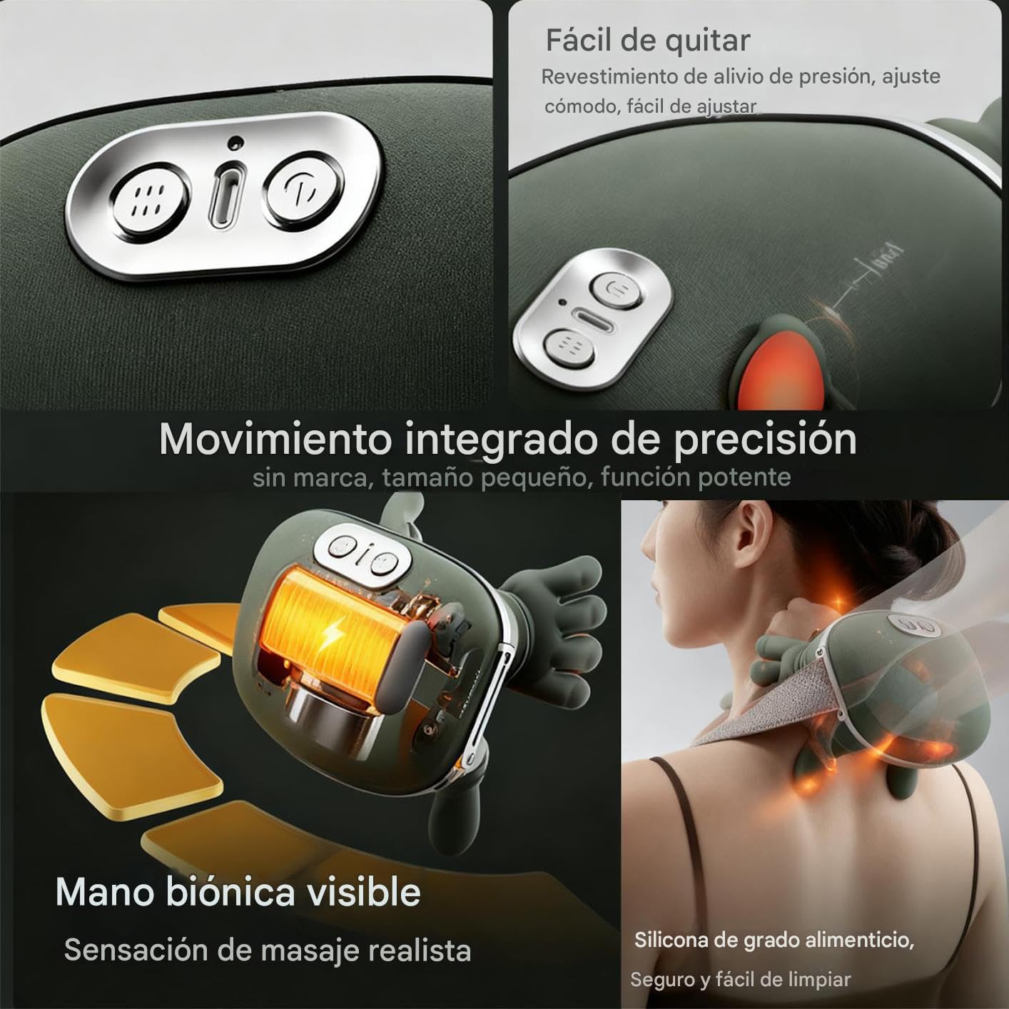 Masajeador Térmico Biónico,Masajeador Hombros Con Calor,s-hiatsu Portátil Inalámbrico Para Cuello Y Espalda, Masaje Eléctrico De Tejido Profundo 4D, 3 Modos, 2 Temperatura, Para Mujeres, Hombres