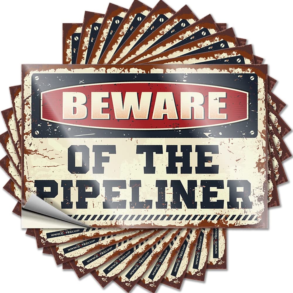Bar Stuff Haves Bumper | Beware of The Pipeliner Golden Durable Vinyl Sticker Easy Apply for Bathroom(8X12CM)