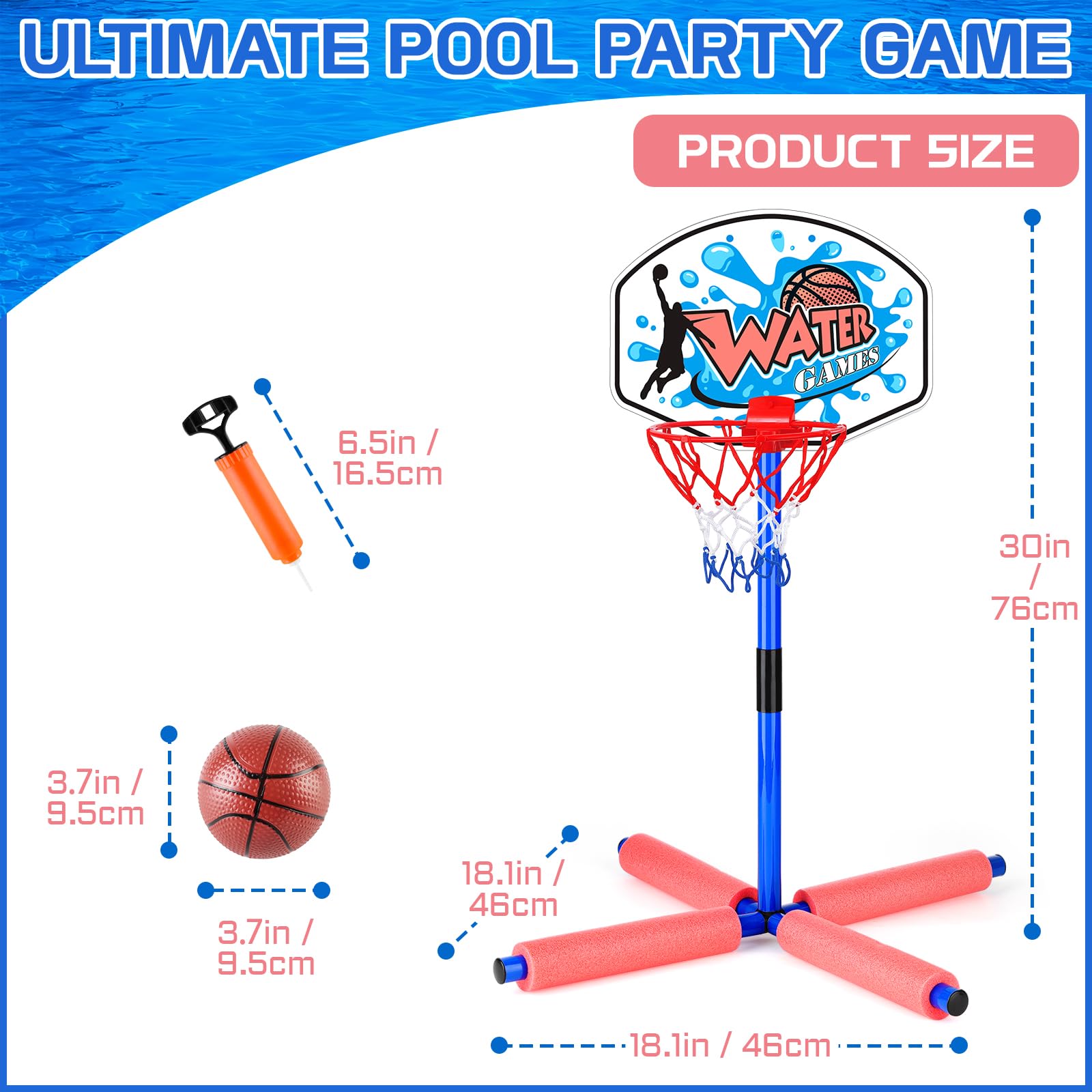 Woop piscina Canestro da Basketball, Sportiva Gonfiabile per Piscina con 2 Basket