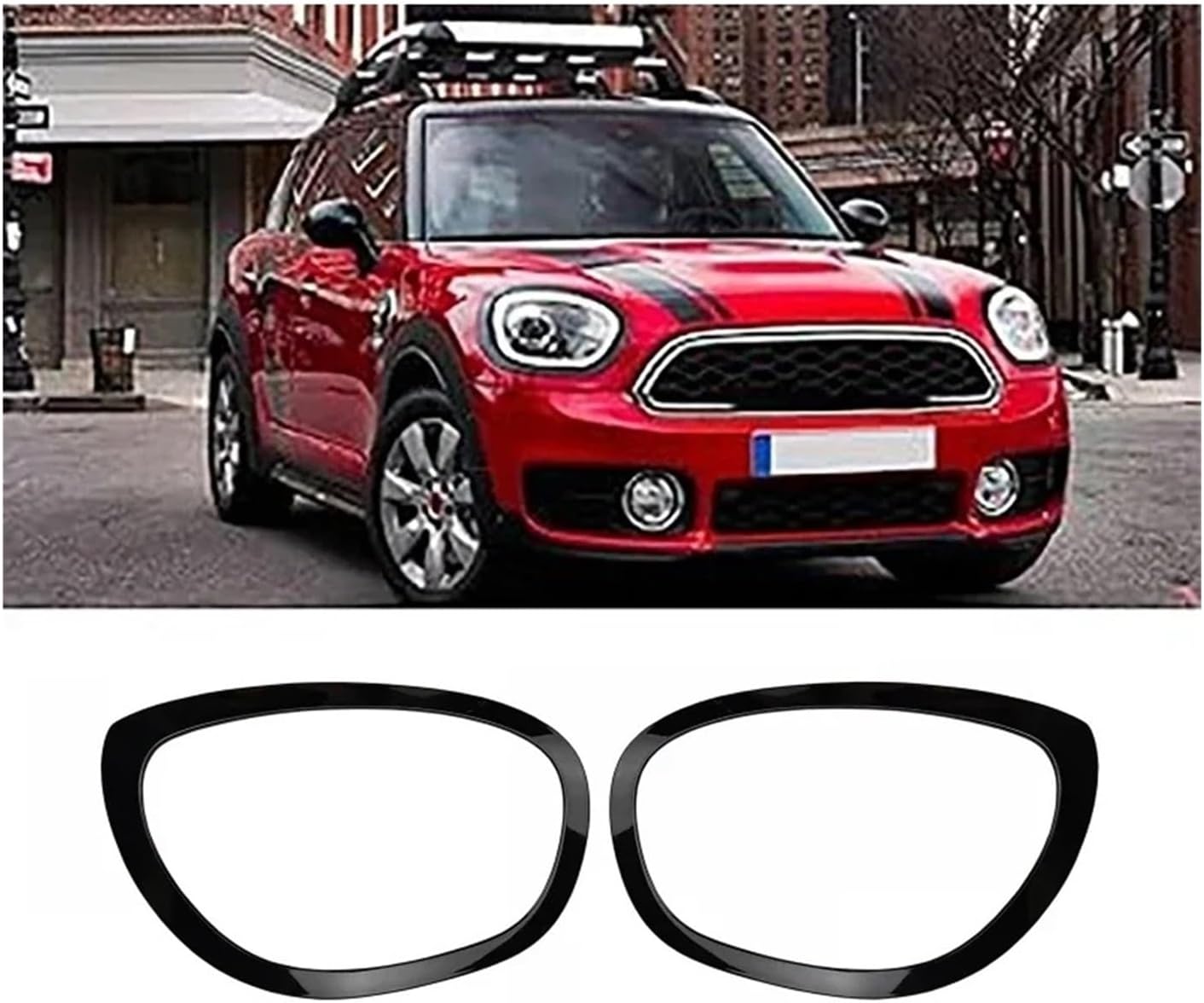 Car Headlamp/Taillight Surround Cover Trims Compatible For BMW Mini Cooper One JCW/Countryman F60 2017-2019 Front/Rear Lamp Light Trim Ring(Chrome for Headlight)