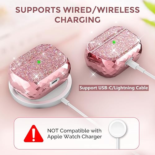 Miniatura 3 de AhaStyle Funda para AirPods Pro 2 (202420232022) para mujeres y niñas, funda protectora rígida brillante de lujo, compatible con Apple AirPods Pro