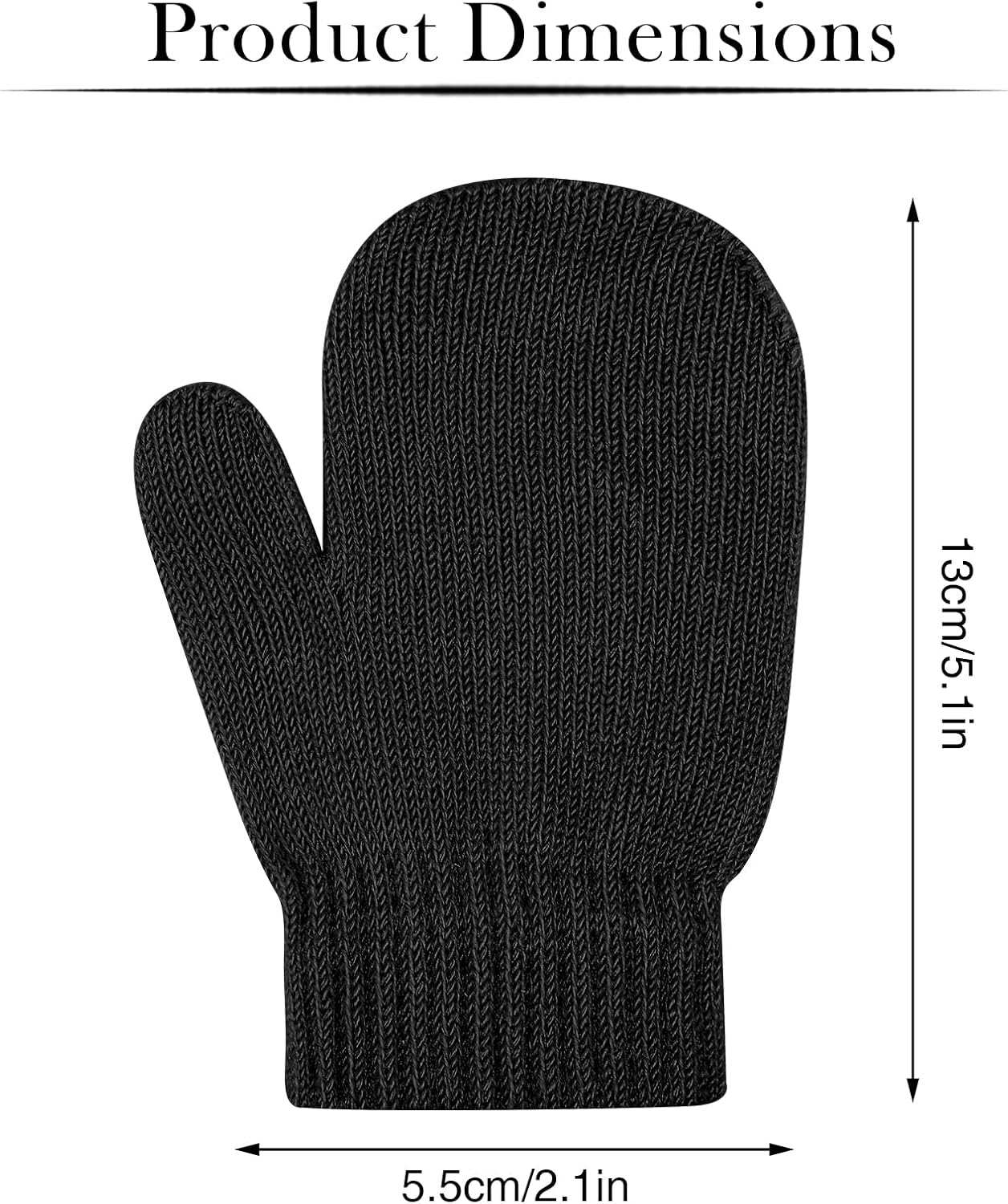 ONESING 5 Pair Toddler Mittens Black Baby Winter Gloves for Girls Boys - Warm Newborn Gloves - Image 2