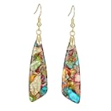 Boho Women Natural Stone Earrings Unique Healing Imperial Jasper Gemstone Energy Hypoallergenic Lightweight Dangle Drop Earrings Multiple Styles Earrings Jewelry for Birthday Party Gift