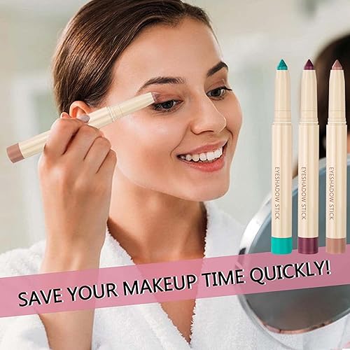 Miniatura 2 de Sombra de ojos en barra color marrón dorado, crema de maquillaje con purpurina suave, hipoalergénico, impermeable, sombra de ojos de larga duración,