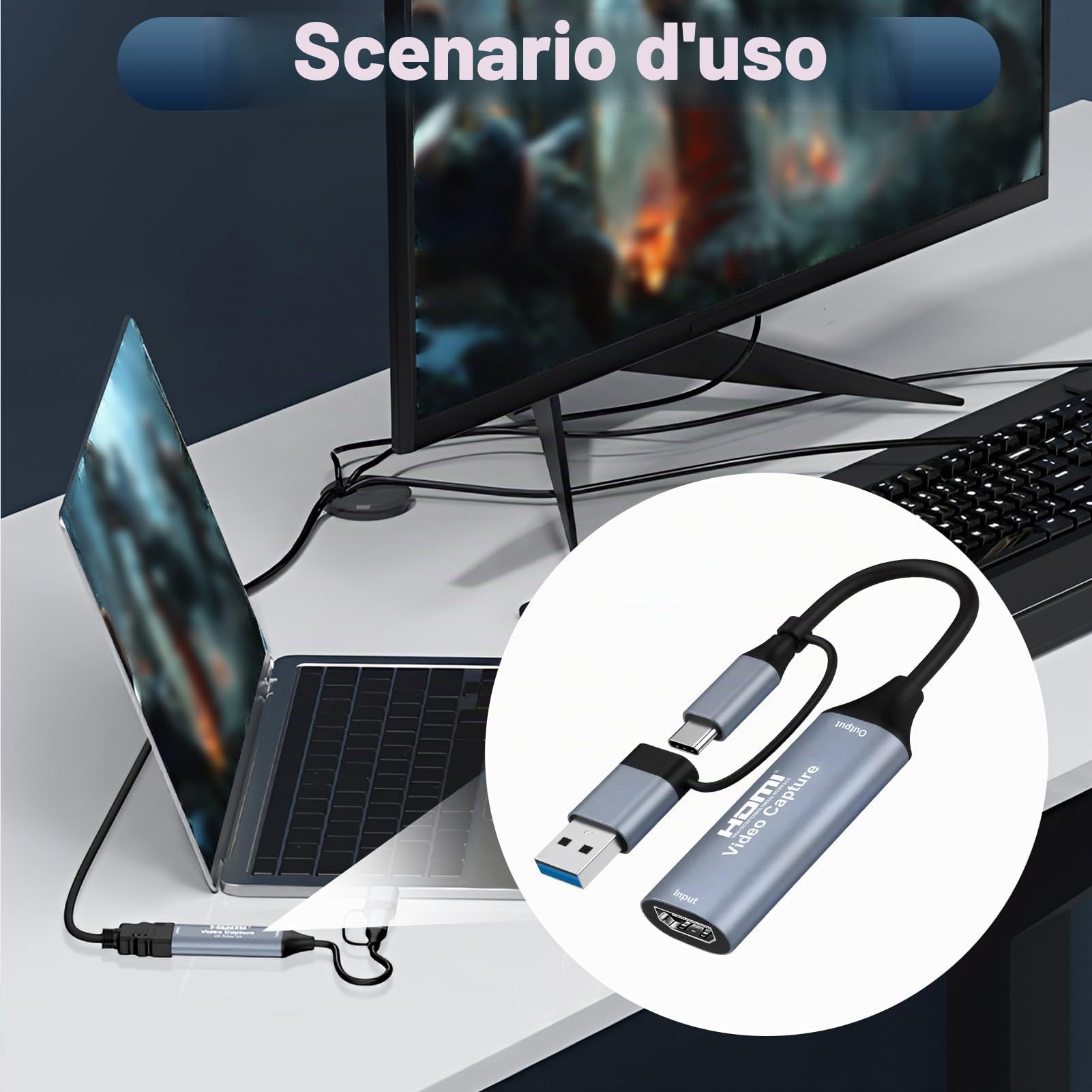 Scheda Di Acquisizione HDMI TOAKA, USB 3.0, 1080P 60FPS, Con Loop-out, Ingresso Microfono 3.5mm, Per PS5, Xbox, Switch - 6