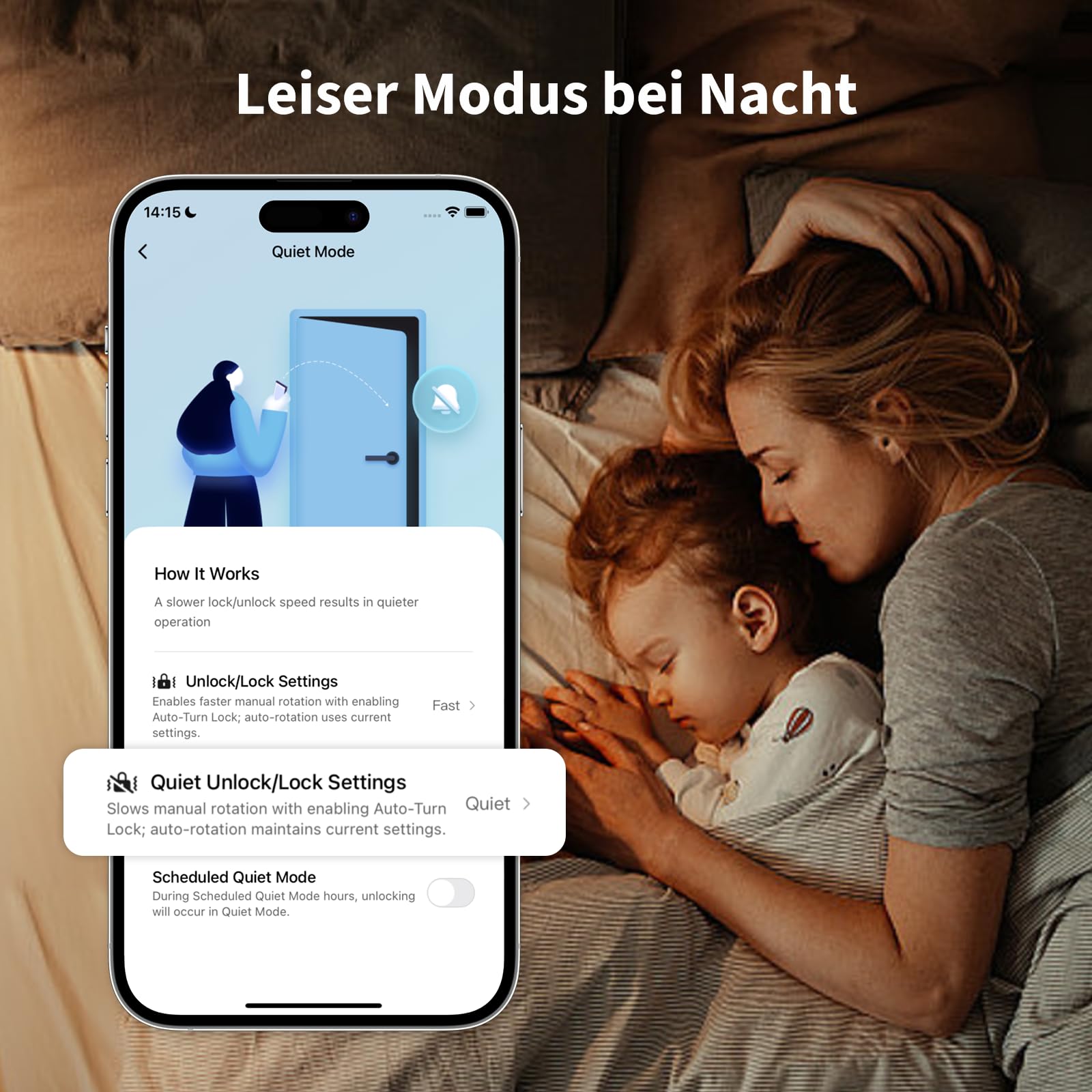 Aqara Smart Lock U200 Lite, Matter over Thread, Smartes Türschloss mit Aufladbarem Akku und Leiser Modus, Elektrisches Türschloss, Unterstützt Apple Home, Home Assistant, Google Home, Alexa, Schwarz