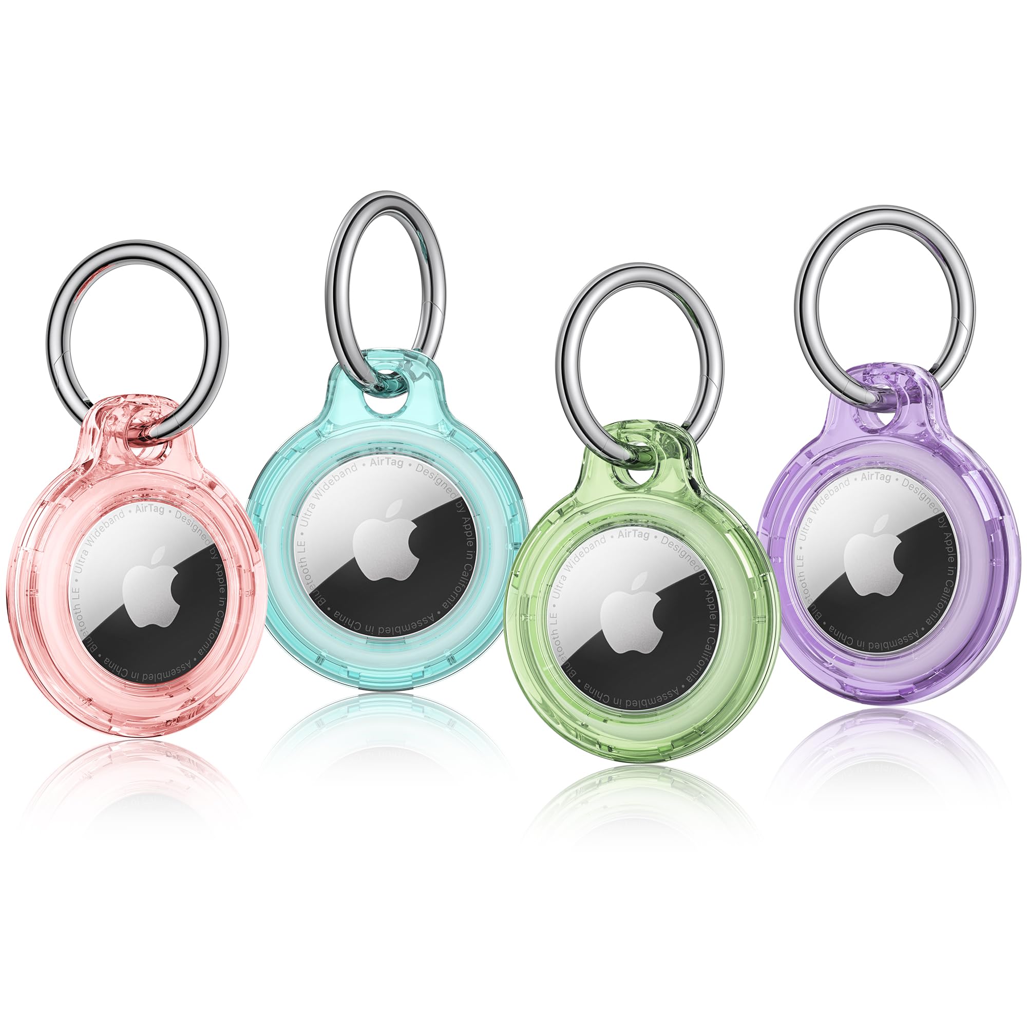 Vancle Air Tag Holder 4 Pack, Airtag Keychain Holder, Anti-Scratch, Twist Lock Design, Airtag Case with Metal Key Chain Ring - AirTag Accessory for