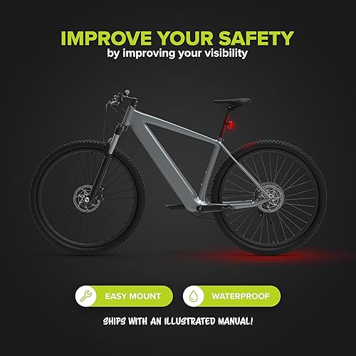 Miniatura 6 de VELMIA Luz trasera de bicicleta con iluminación de suelo de 360  Batería recargable  Mejora la visibilidad y la seguridad  Perfecto para conducción