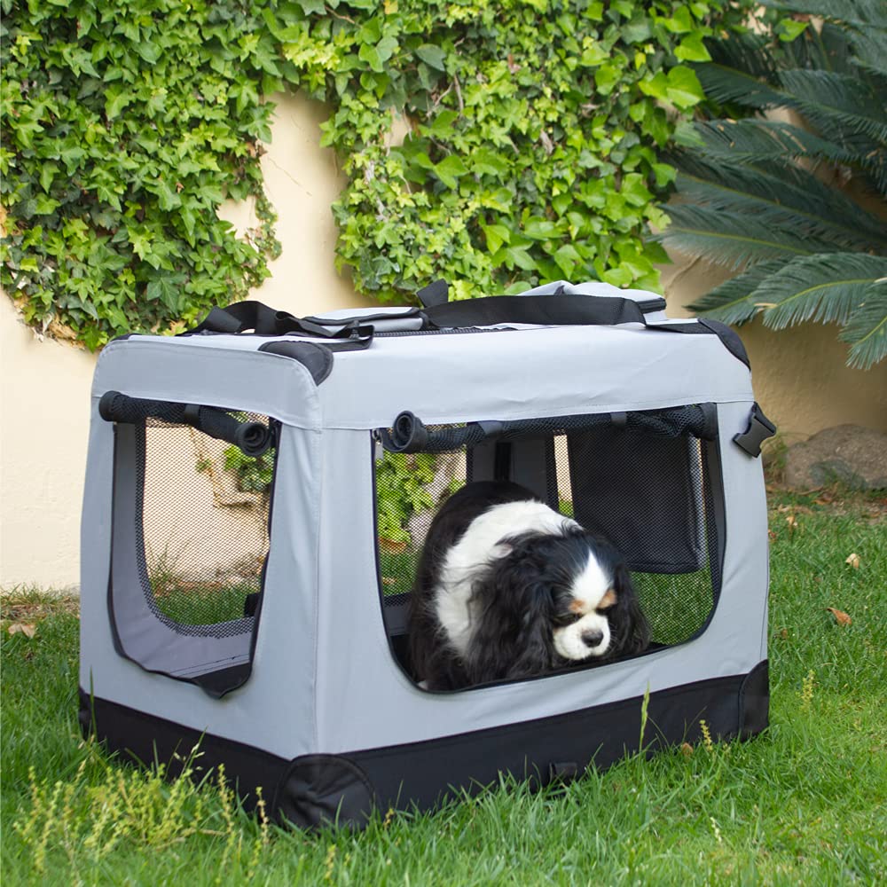 Mobiclinic, Balú, Transportín para Mascotas, Perros, Gatos, Conejos, Cobayas, Portátil y Transpirable, Talla m, Soporta 10 kg, 57x38x44 cm, Plegable, Gris