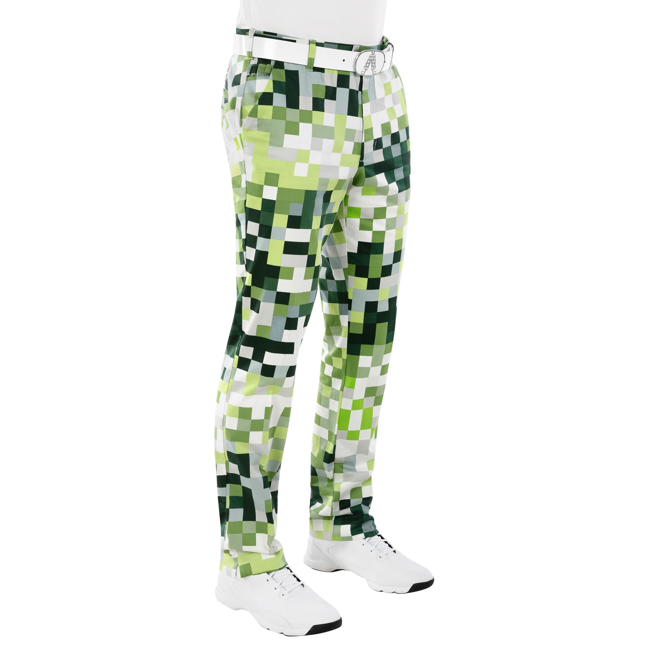 Royal & Awesome Funny Mens Golf Trousers, Pixel Perfect Crazy Patterned Stretch, Golf Pants for Men, Waist 44 Leg 34