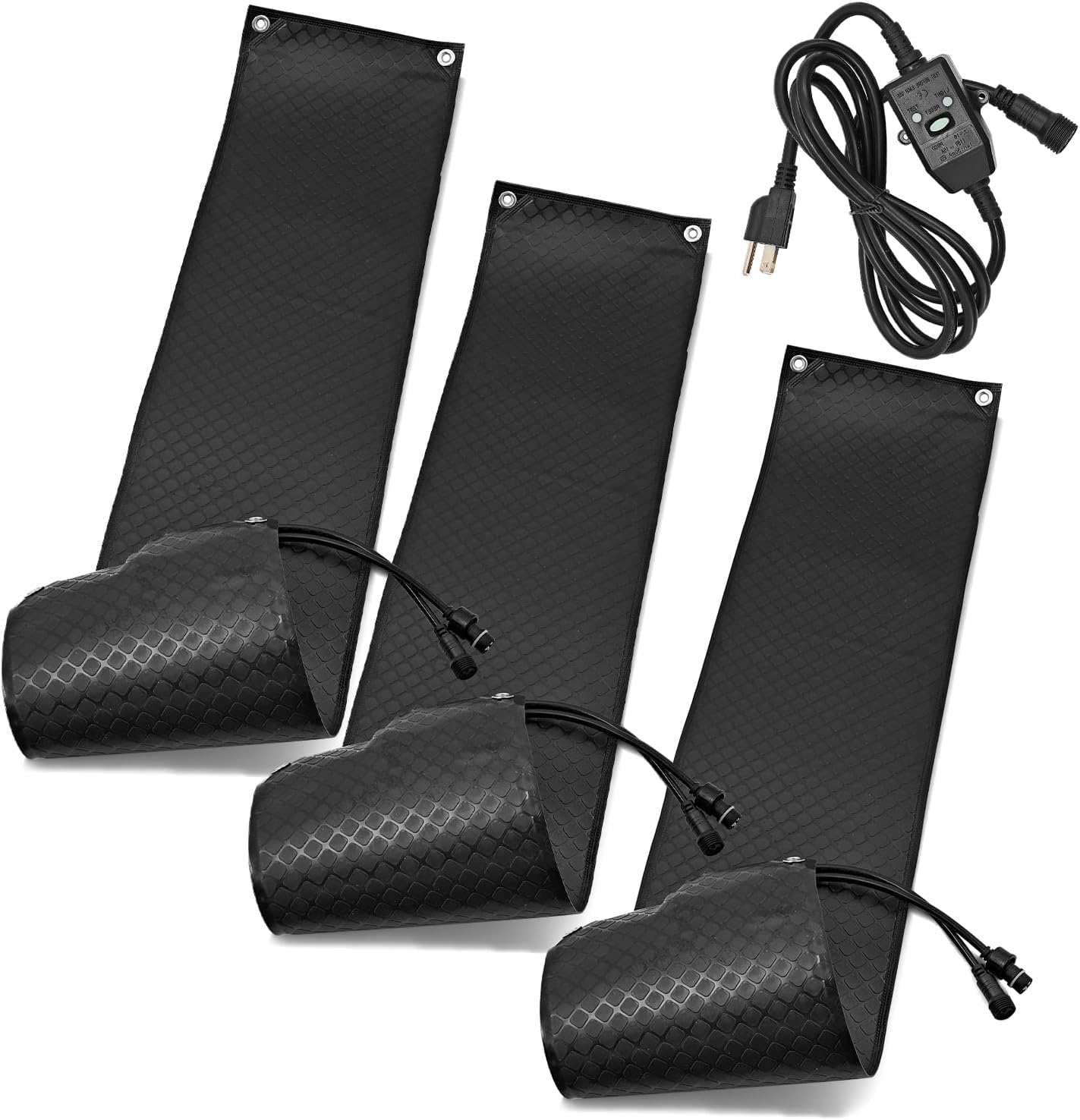 10 x 48 in Heated Snow Melting Mats Outdoor 110V No-Slip Rubber Heated Snow and Ice Melting Mats for Sidewalks Walkways Driveway Stairs Steps and Doorways for Winter Outdoor Snow Removal 3 Pcs