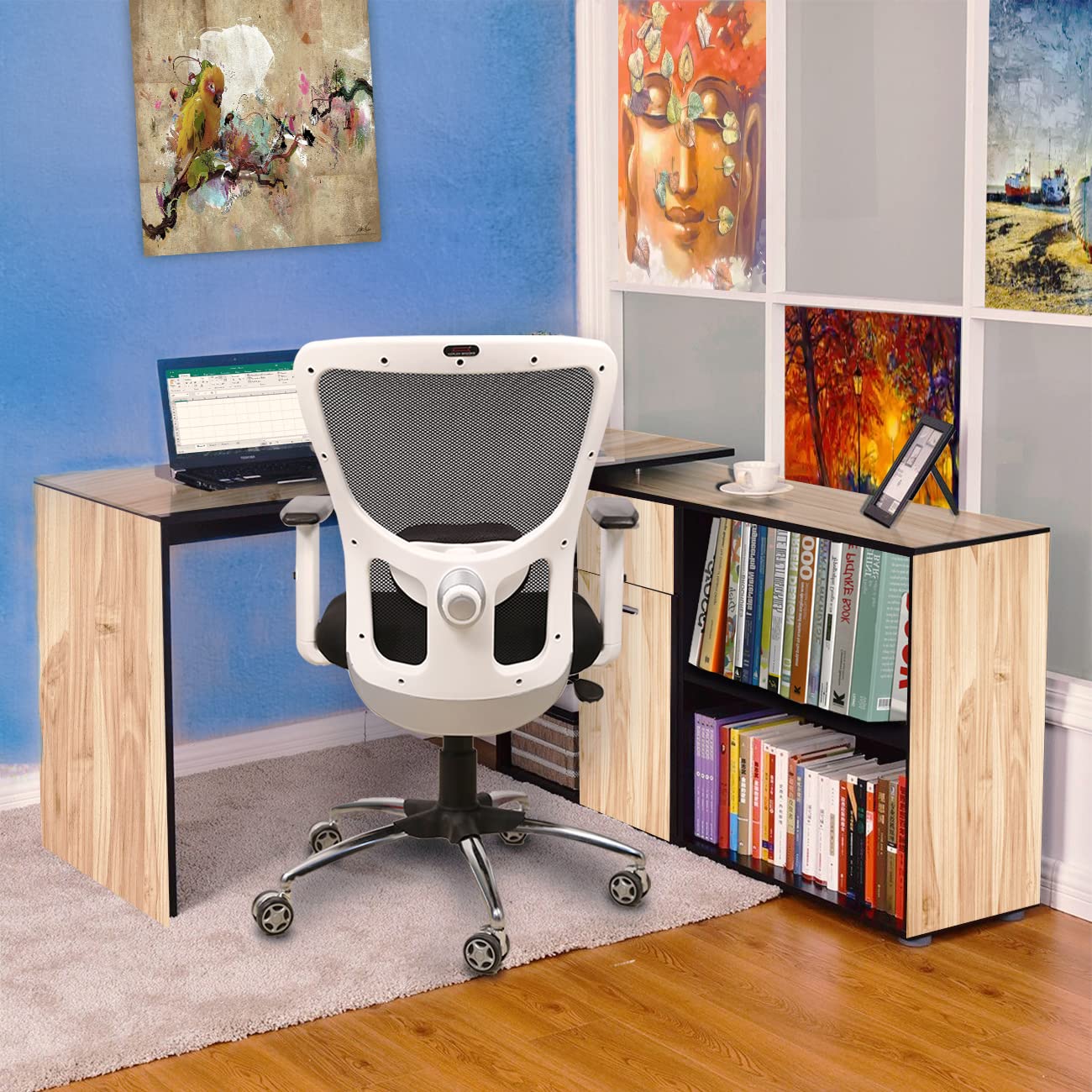 Kepler Brooks Mid Back Office Chair, Chair for Office Work at Home, Ergonomic Chair, Mesh Chair, Recliner Chair, Study Chair, Gaming Chair, Adjustable Headrest, Lumbar Support Chair- "Zeus - White & Black"