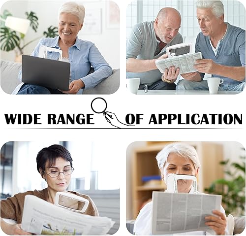 Miniatura 7 de Lupa grande con luz, 10 x 25 x 45 x lupa iluminada de mano con 3 modos de luz, 12 luces LED, bolsa de almacenamiento, paño limpio para personas