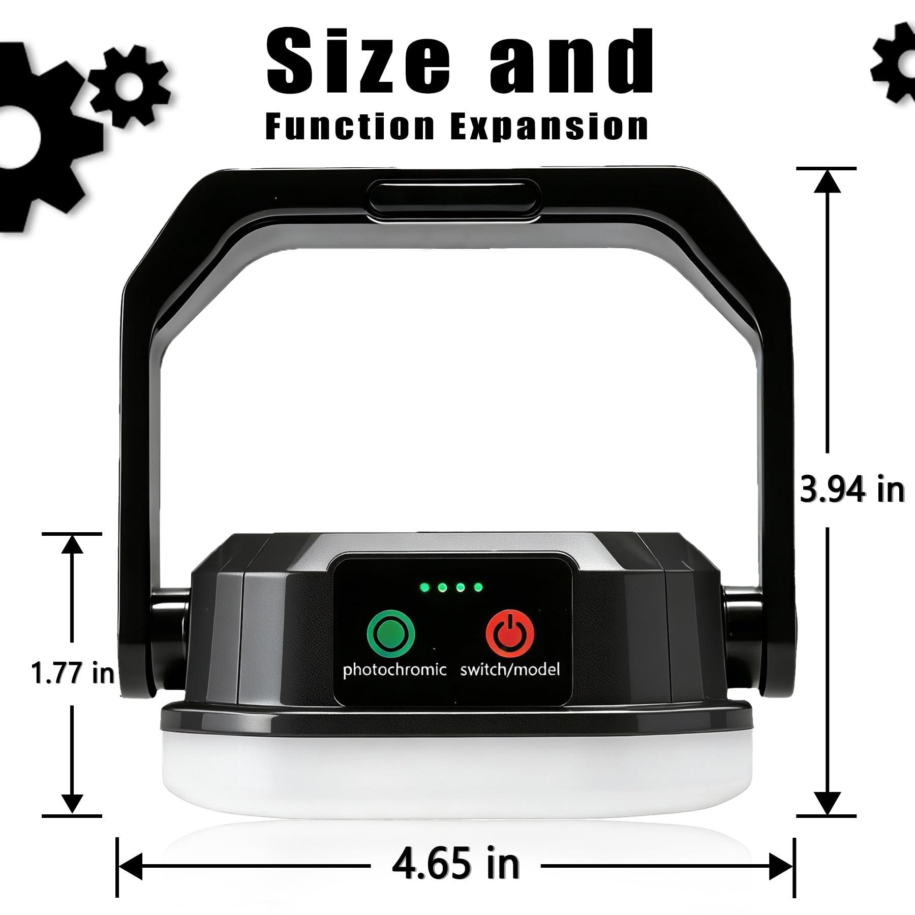 RadiantFlux Lanterna da campeggio a LED solare, sensazione estetica meccanica, luce impermeabile per tenda con 3 modalità di illuminazione, 6600 mAh, 10 ore essenziali da campeggio, torcia portatile