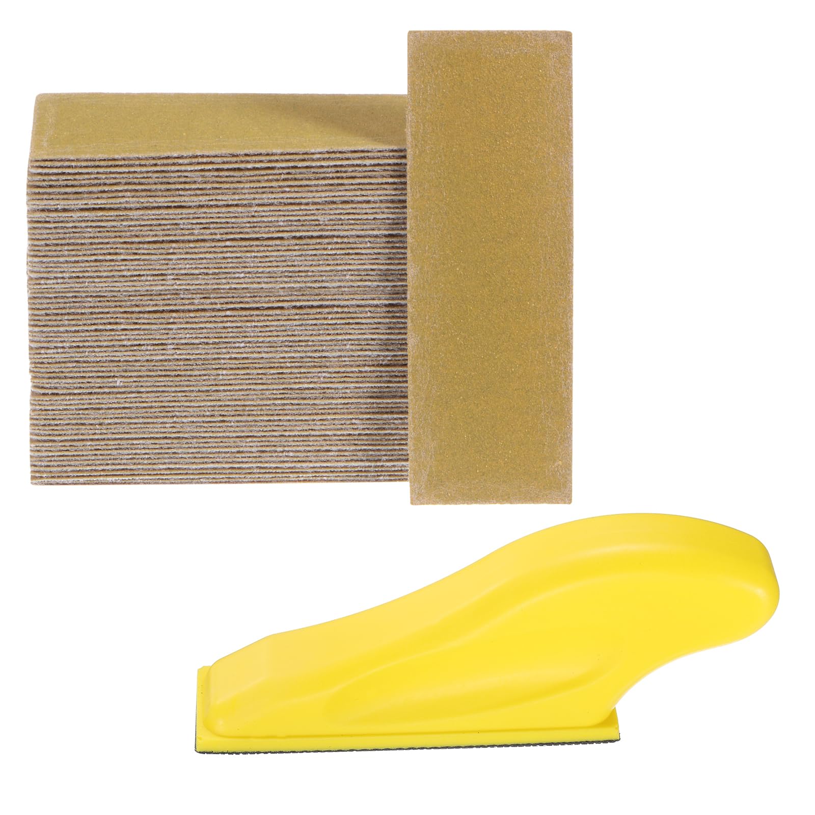 sourcing map 70 Pcs Detail Sander Paper 180 Grit 3.5" x 1.2" Micro Hand Sanding Papers Sheets Wet Dry Sandpapers with Sanding Block Tool for Wood Furniture Crafts Woodworking