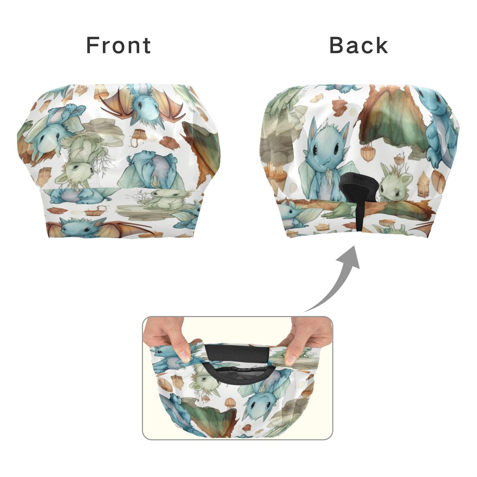 Bulletgxll Cartoon Dragons Kids Apron and Chef Hat Set Adjustable Bib Aprons with Pockets for Cooking Baking Painting