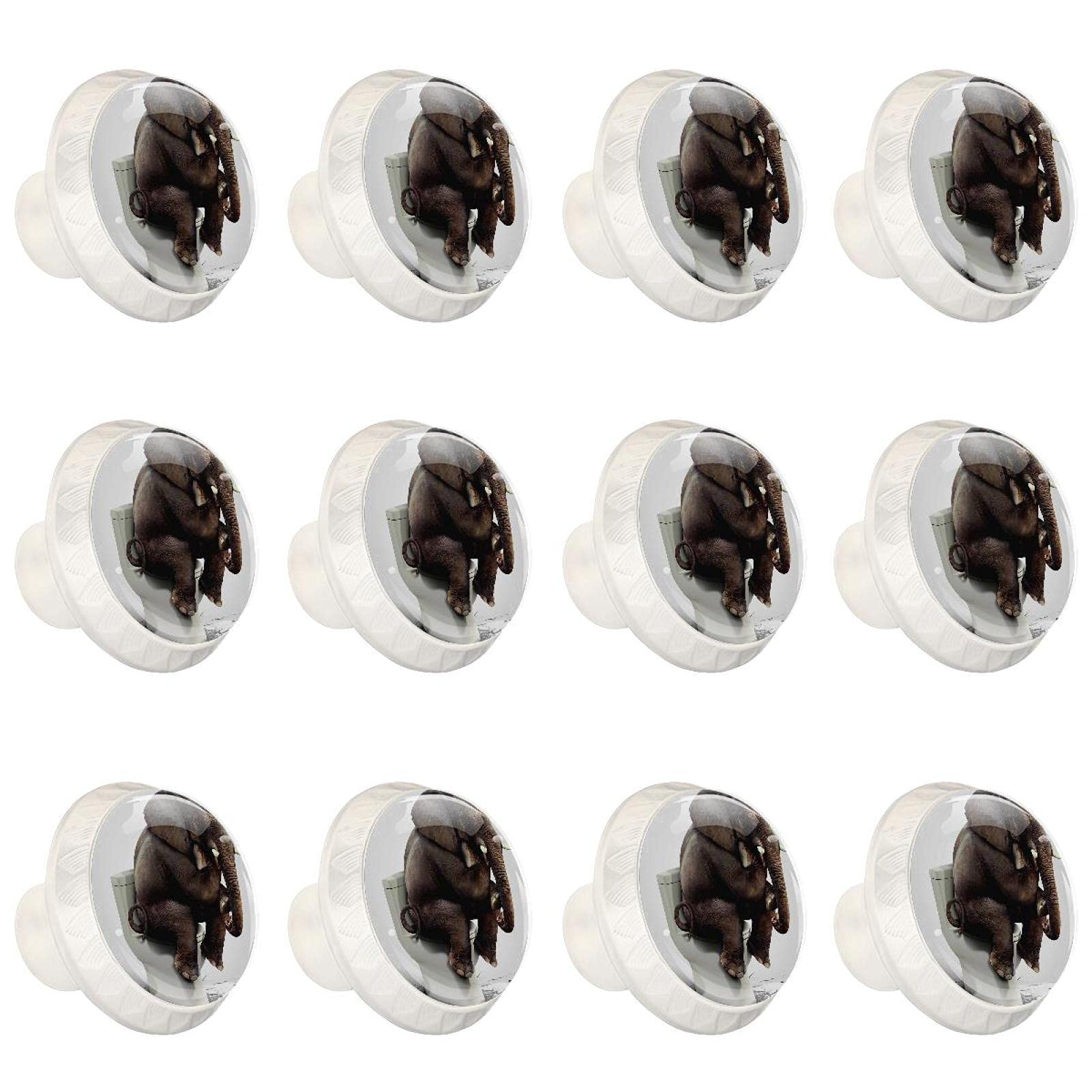 Boutons d'armoires de cuisine ronds motif éléphant drôle poignées décoratives pour placard