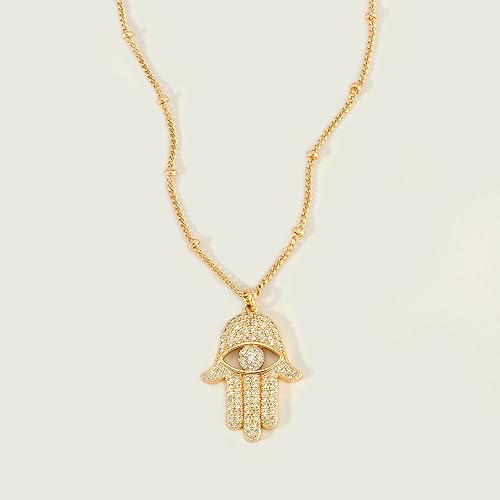 Miniatura 4 de Mevecco Collar de oro delicado de mal de ojo para mujer chapado en oro de 18 quilates lindo delicado solitario circonia cúbica protección ojo