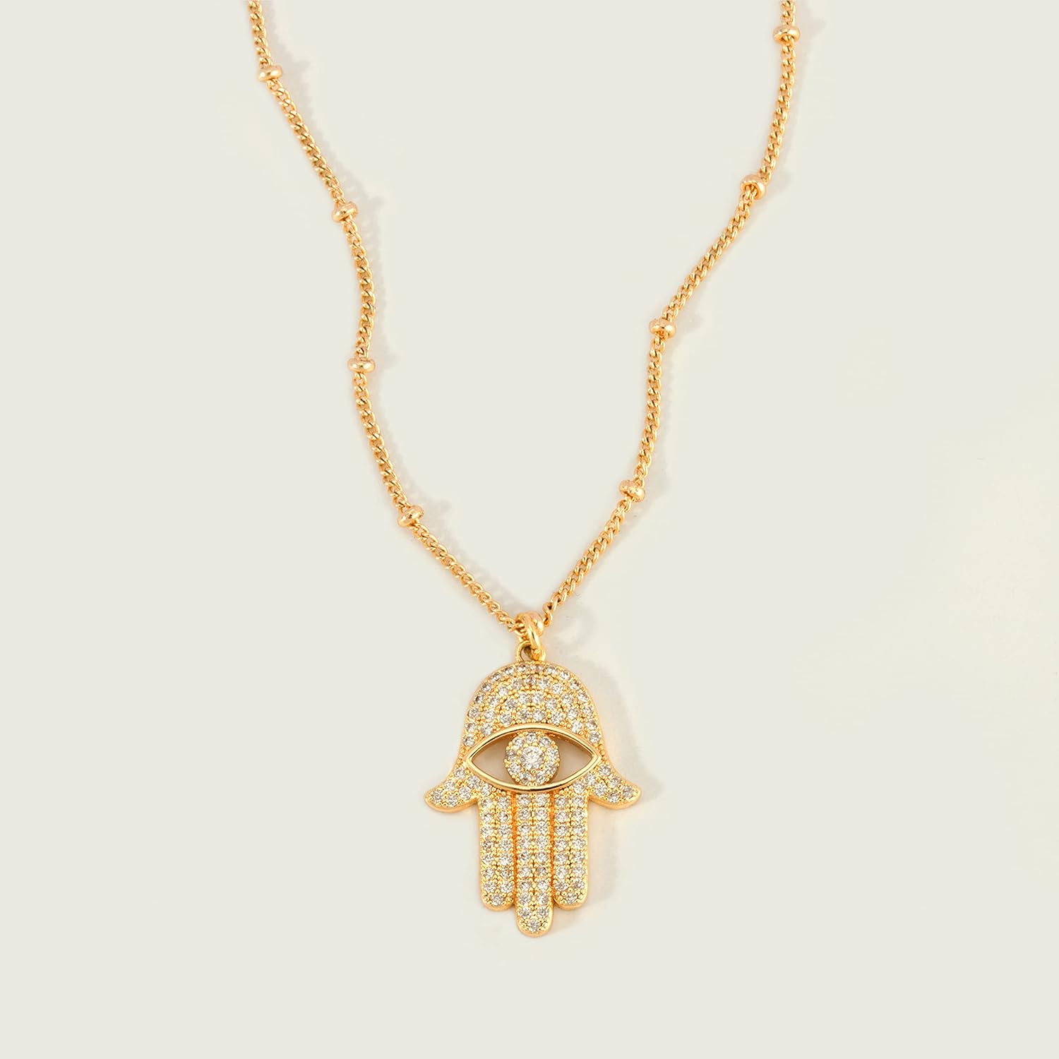 Miniatura 4 de Mevecco Collar de oro delicado de mal de ojo para mujer chapado en oro de 18 quilates lindo delicado solitario circonia cúbica protección ojo