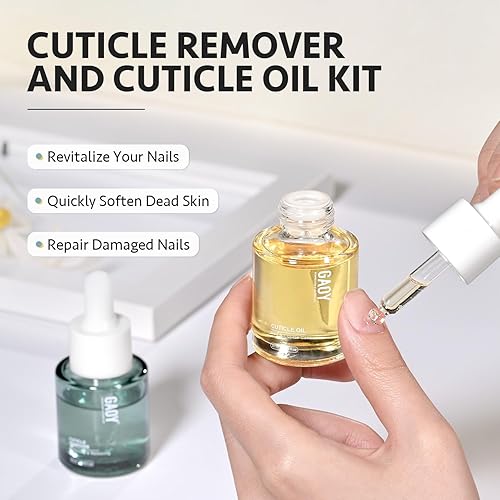 Miniatura 2 de GAOY Kit de cuidado de cutículas, aceite de cutícula y removedor de cutículas, 0.7 fl oz, 2 piezas de cutículas nutre y suaviza, promueve el