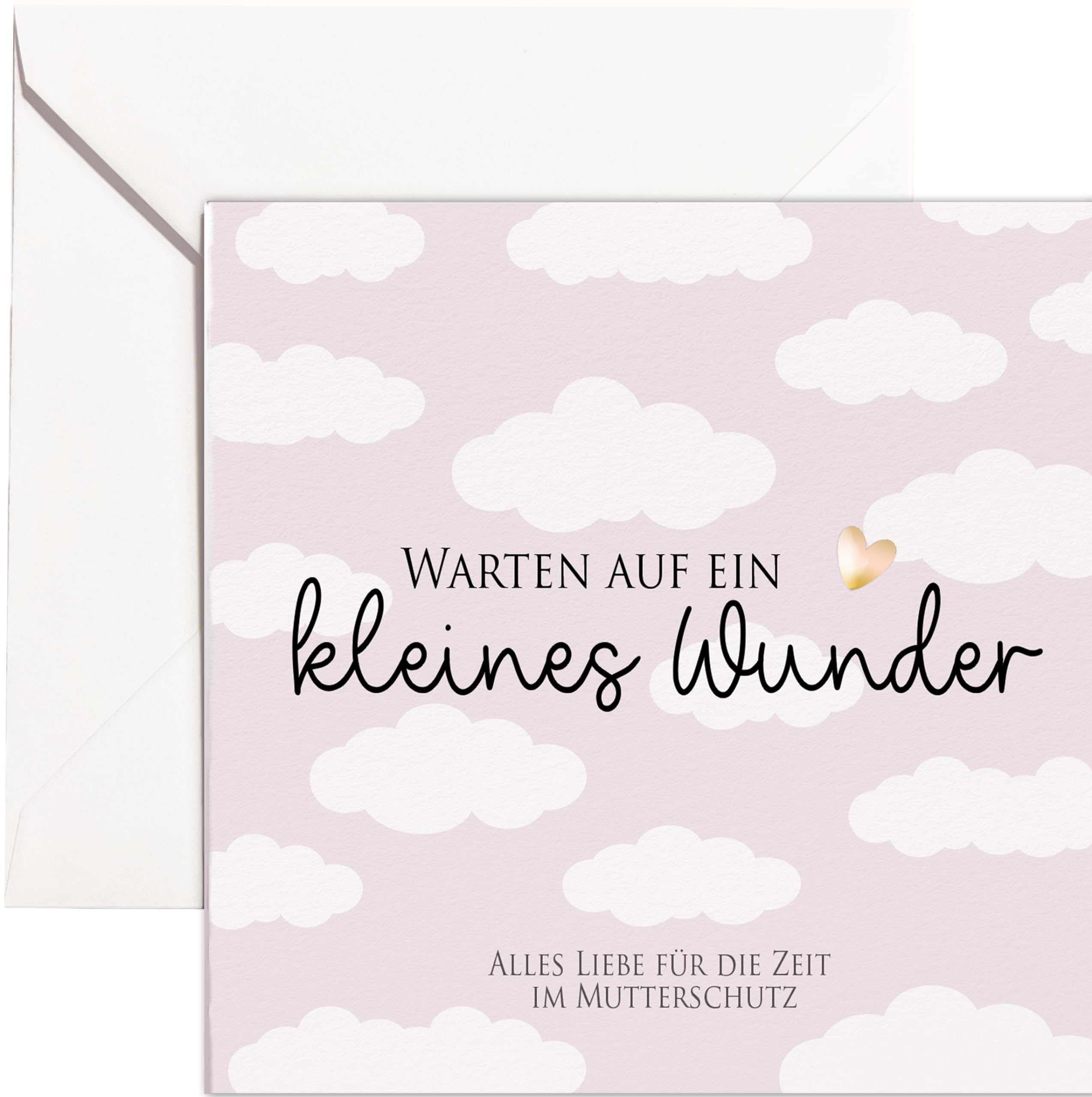 Karte Mutterschutz Wolken Design kleines Wunder süße Karte für werdende Mama Mommy to be rose | Glückwunschkarte Abschied Kollegin Arbeitskolegin mit Umschlag Klappkarte Mutterschutzkarte